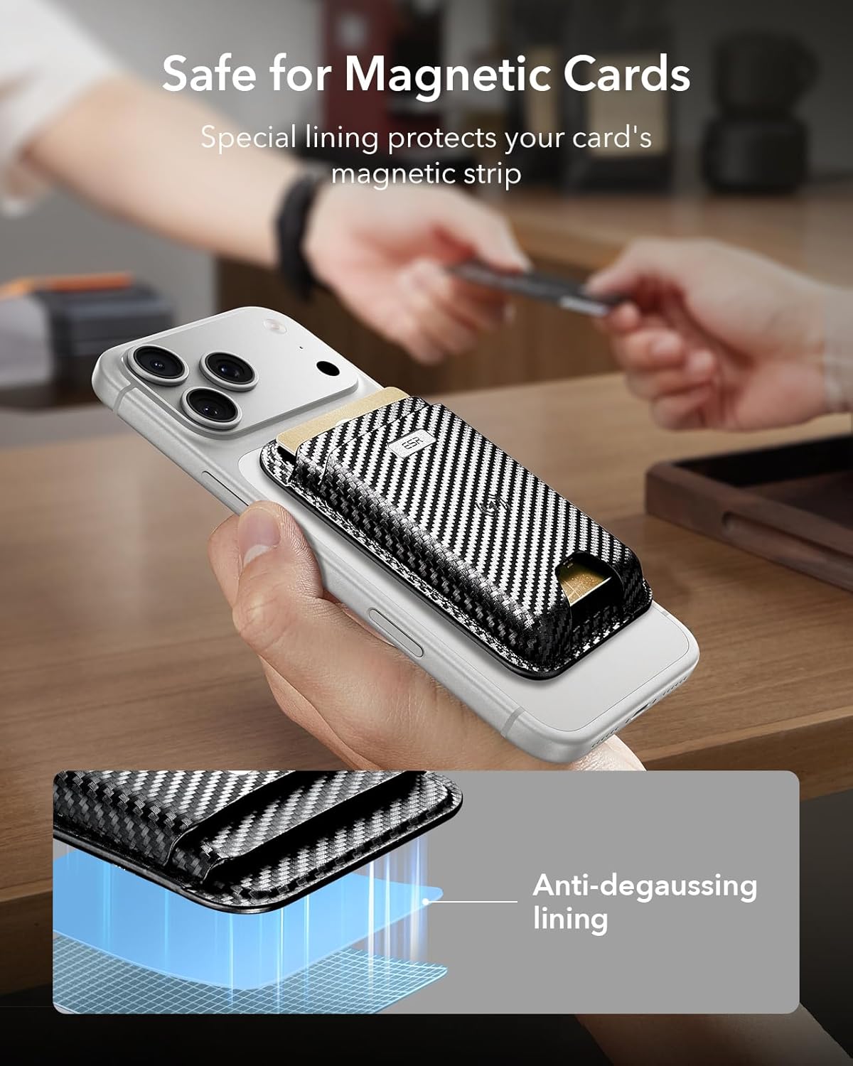 ESR Geo for MagSafe Wallet with Full Find My Functionality, RFID Blocking, 5 Cards Holder for Phone Case, Strong Magnetic Wallet for iPhone 17e/17/16/15/14/13/12 Series, Not for 13/12 Mini, Black