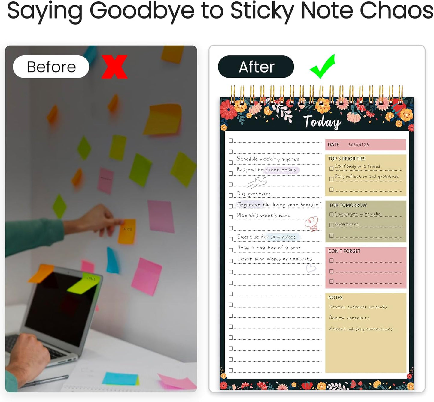 To Do List Notepad - To Do List Notebook for Work with 52 Sheets, Undated Daily Planner Perfect for Enhanced Productivity and Goal Achievement - Green