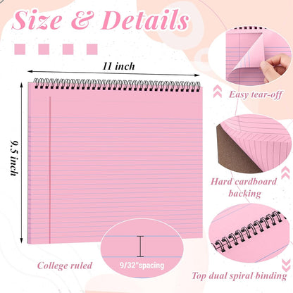 MotiMind 4 Pack Landscape Notebook Top Spiral Bound 11 x 9.5 Inch College Ruled Legal Pads Horizontal Notepad with Hole Punched Pages for Office School Meeting Project Notes Daily Use, White
