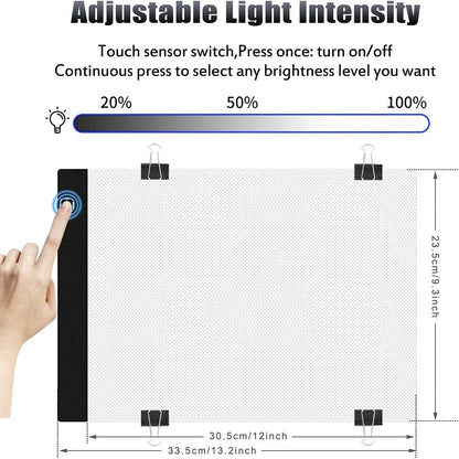 SevenFish Diamond Painting Tools A4 LED Light Pad, Stand, Handbag, USB Powered Ultra-Thin Adjustable Brightness Light Board Light Box for Drawing, Tracing, Sketching, 5D Diamond Art Painting
