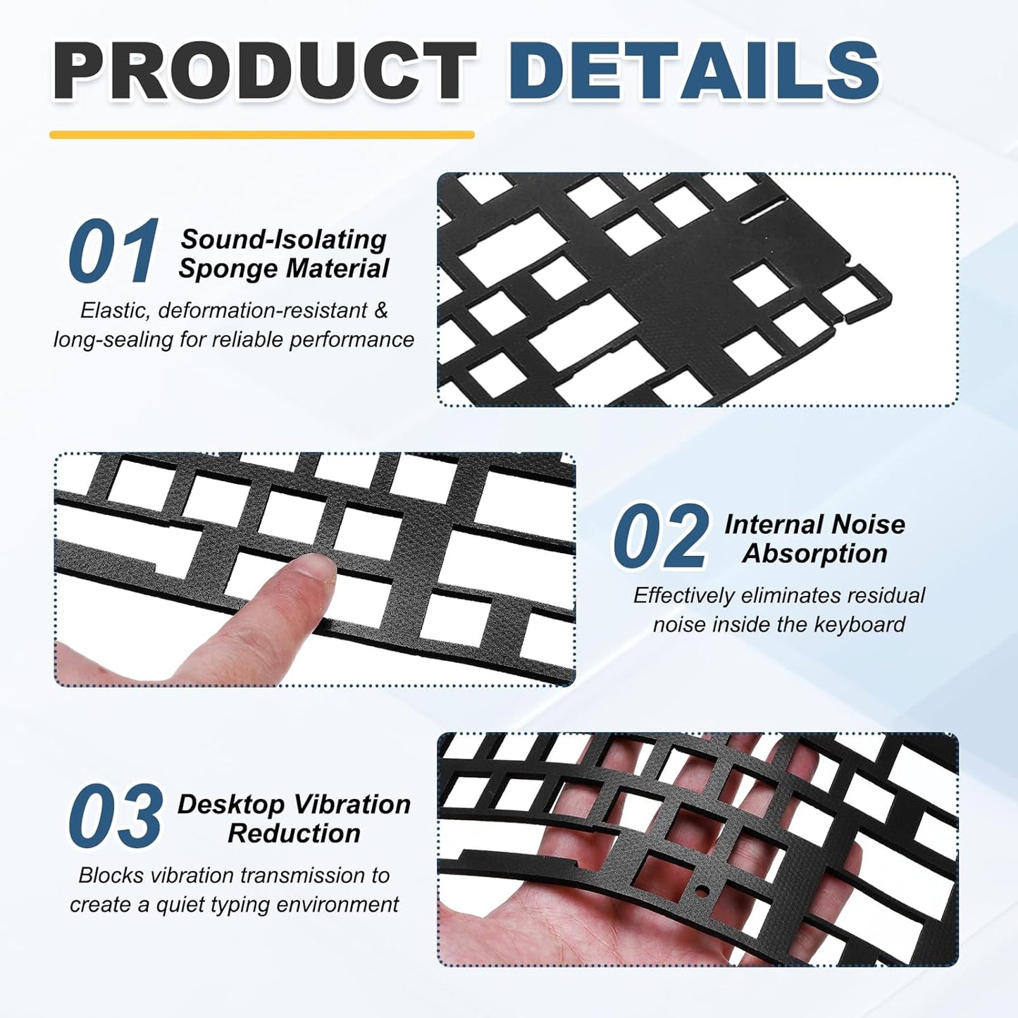 PATIKIL 5 x 17 Inch Keyboard Foam, 104/108 Layout Keyboard Sound Dampening Foam Pad Gasket Switches Dampener for Mechanical Key Boards, Black