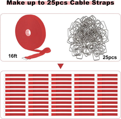 YMCRLUX 1"x32ft Hook and Loop Straps with 50 Metal Buckles, Adjustable Fastening Cable Straps, Cut-to-Length Cinch Strap, Reusable Nylon Securing Cord Ties for Organizer or Storage, 1 inch Wide, Black
