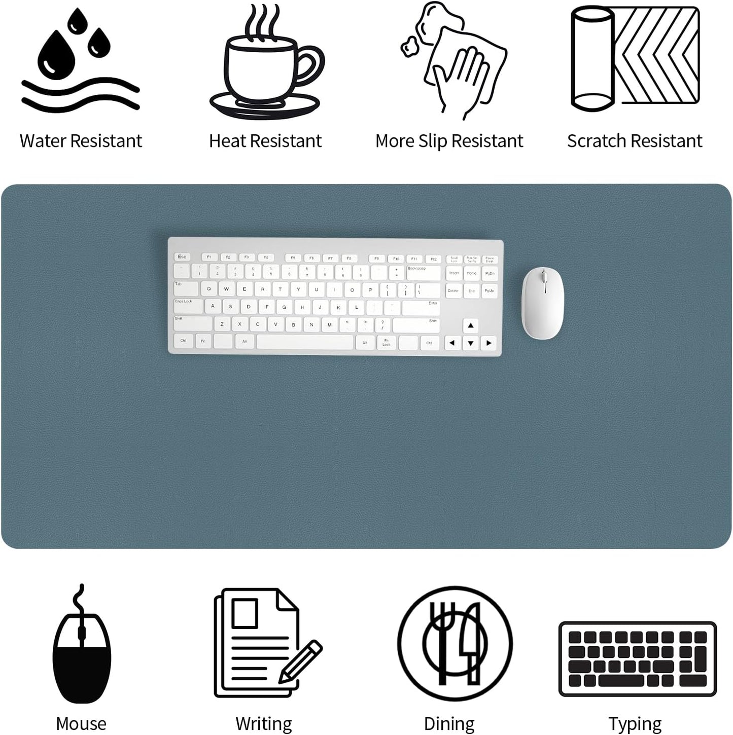 Bloss Leather Desk Pad and Keyboard Wrist Rest, Large Mouse Pad + Keyboard Pad+Mouse Wrist Support, Non-Slip Desk Mat Protector for Office, Home(31.5×15.7 Inches,Beige) - Colors A