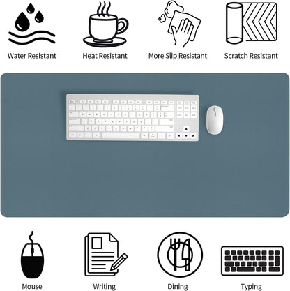Bloss Leather Desk Pad and Keyboard Wrist Rest, Large Mouse Pad + Keyboard Pad+Mouse Wrist Support, Non-Slip Desk Mat Protector for Office, Home(31.5×15.7 Inches,Beige) - Colors A