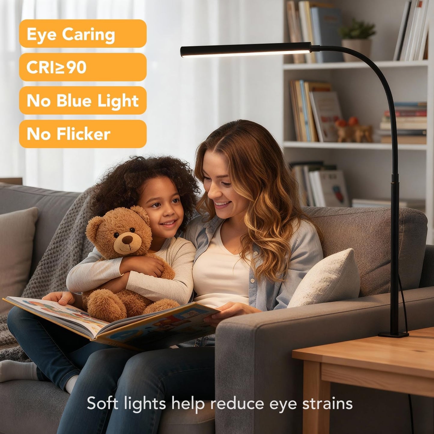LED Desk Lamp with Clamp, Eye-Protection Clip on Desk Lamp, 5 Modes 10 Brightness Adjustment, 360°Flexible Gooseneck Lamp for Home Office ，Lights with USB Adapter (Black, Mini)