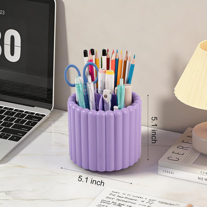 Anyoifax 360° Rotating Pen Holder 7 Slots Desk Organizer Removable Pencil Cup Plastic Art Supplies and Accessories Desktop Storage Box Caddy for Office, School, Home (White)
