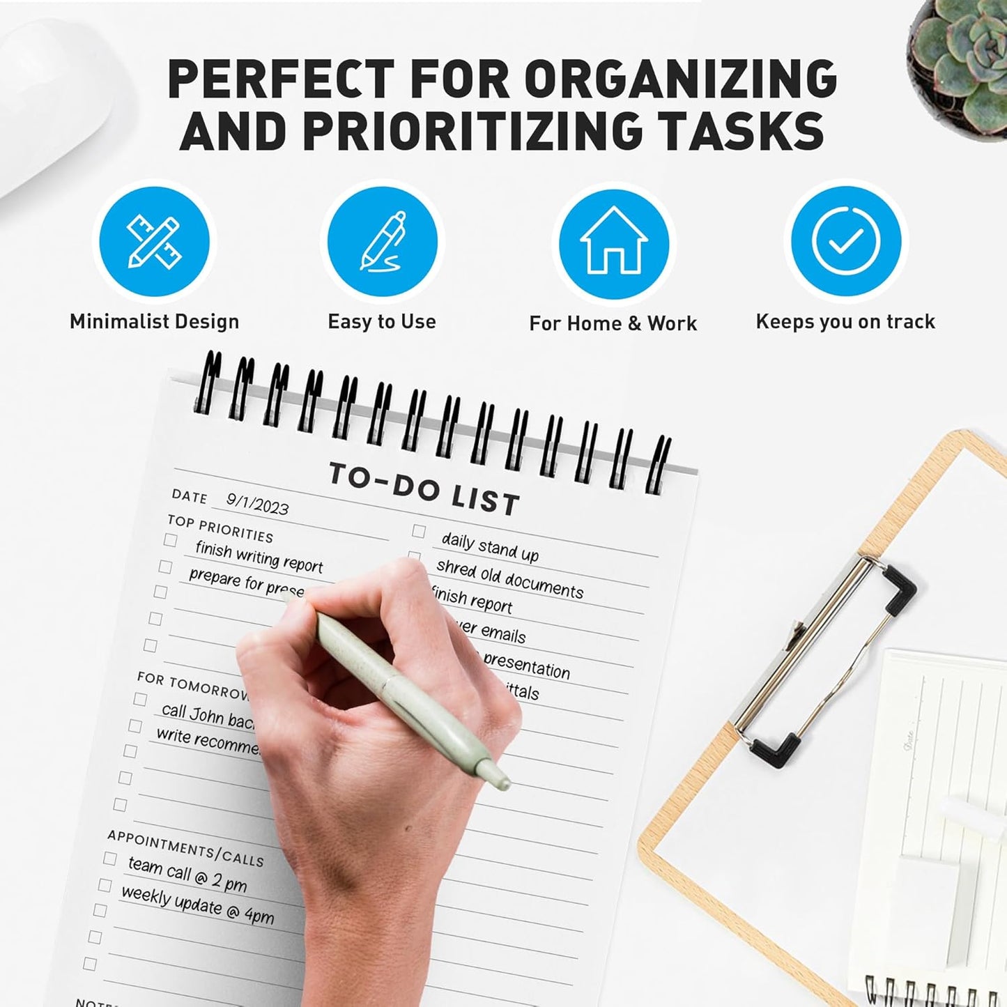 To Do List Notepad: With Multiple Functional Sections - Large Size 8.5x11" 52 Sheets - Tear Off Daily Planner Notebook - Task CheckList Organizer Agenda Pad for Work - Note, Plans, Goals, Grocery, and