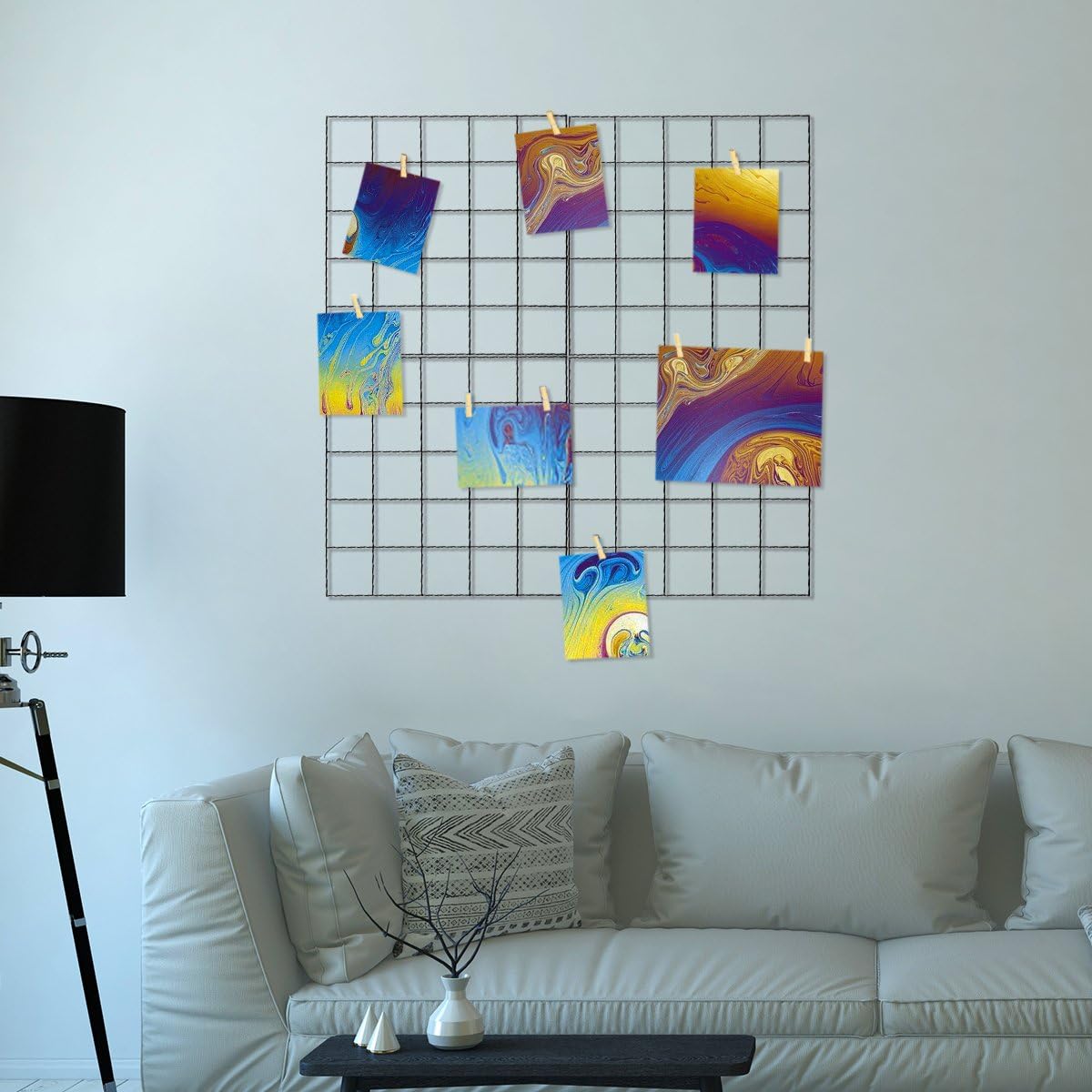 Wire Wall Grid Panel,4 Pcs Photo Pictures Memo Board Art Ins Frame Hanger Display,Office Home Living Room Kitchen Desk Storage Organizer Party Decorations