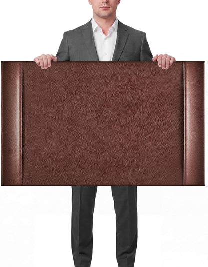 30 x 18 Inch Leather Desk Pad Protector with Side Rails, Executive Office Desk Mat for Home Workspace, Writing Surface, Mouse & Keyboard Pad, Elegant Gift for Men Dad Husband (Brown)