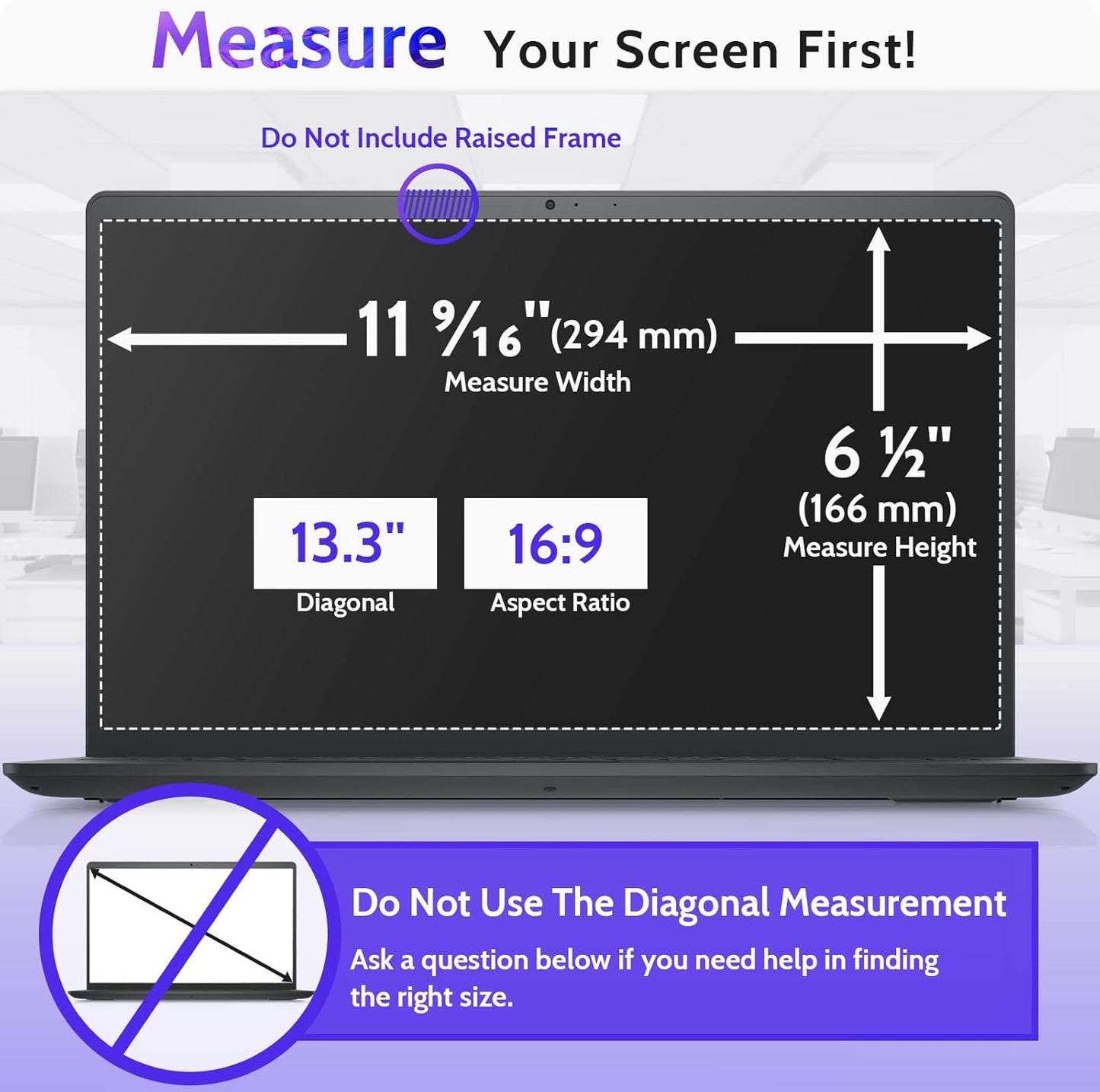 Peslv 15.6 Inch Laptop Privacy Screen Compatible With Lenovo Hp Dell Acer Asus Thinkpad Envy Xps, 16:9 Aspect Removable Anti Glare Blue Light Filter Protector, 15 In Computer Monitor Security Shield
