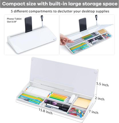 Varhomax Glass Weekly Planner Desk White Board, Desktop Calendar Whiteboard with Storage, to Do List Memo Caddy for Home Office and School Supplies, Black