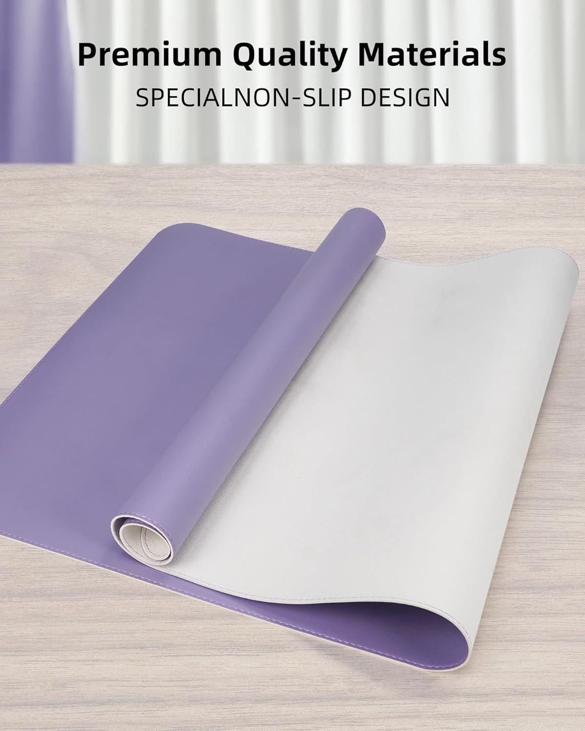 AFIING Desk Pad Protector 23.6" x 13.7" - Non-Slip Waterproof PU Leather Desk Mat for Mouse, Keyboard, Laptop, Office and Home Workspace (Beige)
