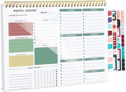 Weekly To Do List Notepad, 8.5''x11'' Weekly Desk Planner with 52 Tear Off Sheets Undated Weekly Planner Habit Tracker & Productivity Organizer for Home and Work, Pink