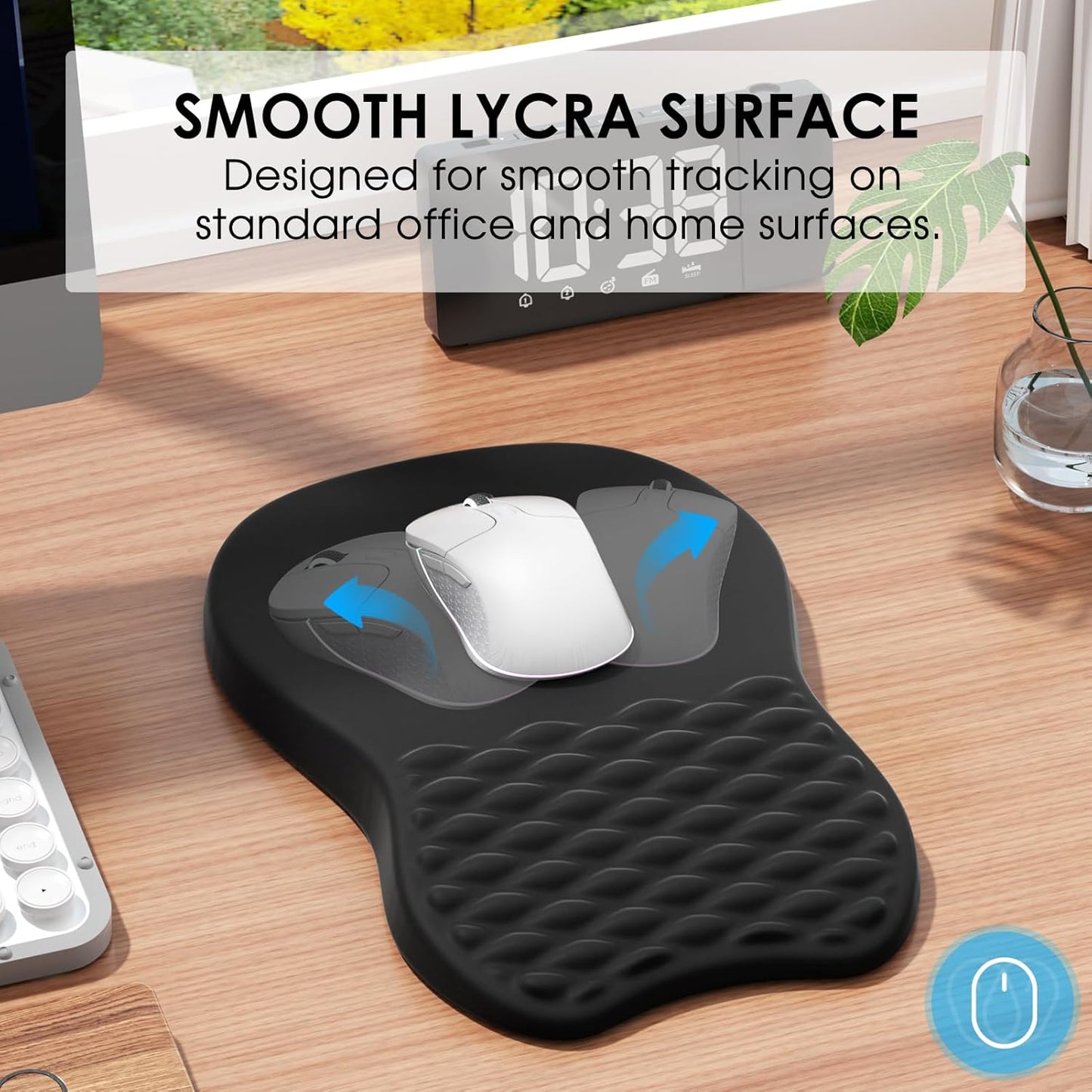 MROCO Ergonomic Mouse Pad with Wrist Support, Memory Foam Wrist Rest Mouse Pad, Non-Slip Base, Smooth Surface for Office & Home, Black