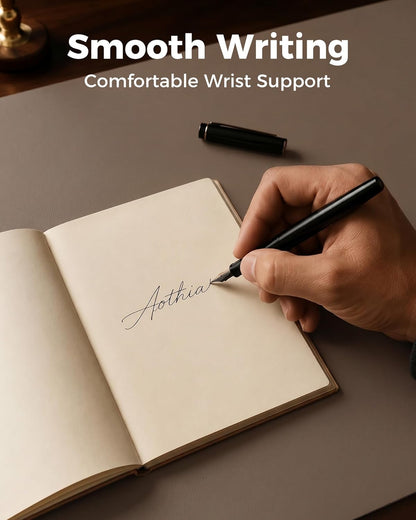 Aothia Dual-Sided Desk Pad - 25.6x13.7 inches Leather Desk Mat, Natural Cork Desk Pad Protector, Large Mouse Pad for Desk, Waterproof Desk Blotter Pad, Desk Writing Pad for Office Work/Home, Black