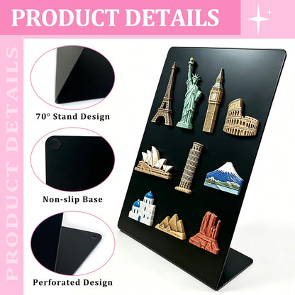 2 Pack Magnetic Bulletin Board with Stand, Magnetic Board, Magnet Board, Metal Tabletops Memo Photos/Souvenir Display Board Magnet Desk Display Stand for Home School Office Kitchen Decoration