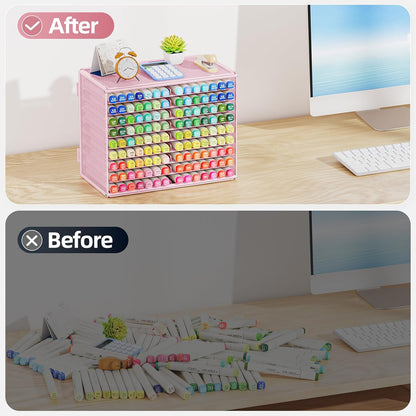 Marbrasse Mesh Marker Organizer, Metal Desktop Storage Rack for 126 Markers, Pens, Pencils, 9 Tier Marker Holder for Office Classroom & Home Art Supplies(Black)