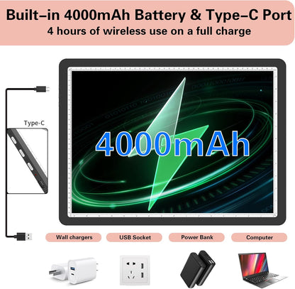 YINGWOND Rechargeable A4 Light Box for Tracing,Ultra-Thin 9000LUX Super Bright Wireless Light Pad with Adjustable Brightness Color,13.9x10 in Light Board for Diamond Painting Drawing Sketching