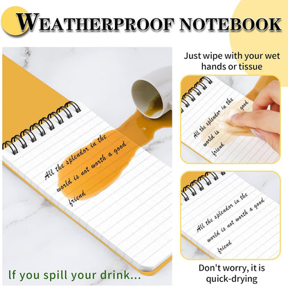 COIDEA Waterproof Notebook, 4 Pack Top-Spiral Pocket Notepad, 3" x 5" Weatherproof NotePad, All Weather Police Pocket Notebook Little Memo Steno Note Pads for Outdoor Office School Recording, Black