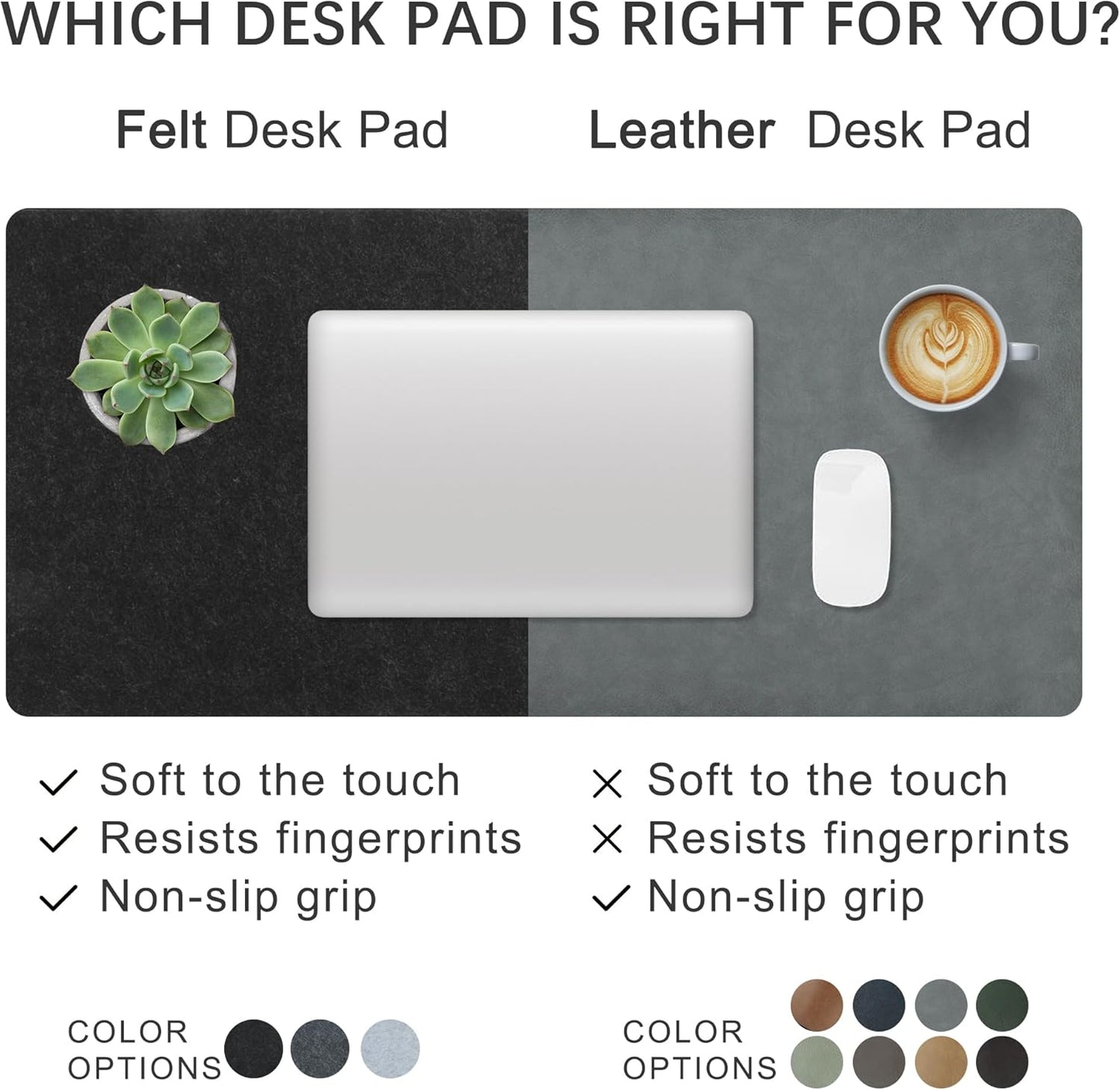 Felt Desk Mat,Large Mouse Pad Desk Mat for Office & Home,Non-Slip Desk Blotter,Felt Desktop Mat for Laptop,Computer,Writing 27.6"x13.8" Dark Gray
