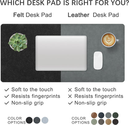 Felt Desk Mat,Large Mouse Pad Desk Mat for Office & Home,Non-Slip Desk Blotter,Felt Desktop Mat for Laptop,Computer,Writing 27.6"x13.8" Dark Gray