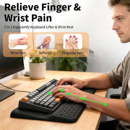 Keyboard Wrist Rest Stand Pad, Soft Memory Foam Ergonomic Computer Wrist Support, Keyboard Riser Hand Rest Cushion Holder Gaming Typing Coding Desk Accessories for Home Office School（Black）