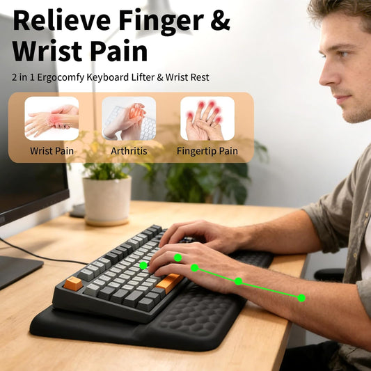 Keyboard Wrist Rest Stand Pad, Soft Memory Foam Ergonomic Computer Wrist Support, Keyboard Riser Hand Rest Cushion Holder Gaming Typing Coding Desk Accessories for Home Office School（Black）