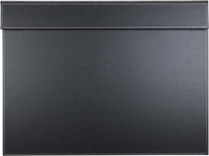 KINGFOM Ultra-Smooth PU Leather Desk Pad & Mat Office Desk Drawing & Writing Board A3/ A4 File Paper Clip Table Protector Mat on Top Large 24''x18'' (Black)
