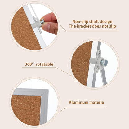 2 Pack Cork Bulletin Board, Double Sided Pin Boards with Silver Aluminum, Desktop Small Cork Boards with Stand Suitable for Home, Office, Desk Message Picture Board 11.8"×11.8"