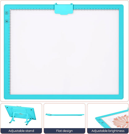 iVyne Rechargeable A3 Light Pad for Diamond Painting - LED Light Board for Weeding & Tracing - Diamond Art Light Pad - Ultra-Thin & Portable - Perfect for Artists & Crafters - Blue