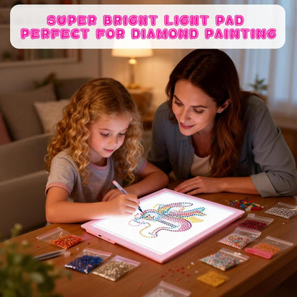 Light Up Tracing Board Kits Blue, 15" Writing Tracer Pad for Kids Ages 3-12, Drawing Tablet Supplies for Diamond Art Painting Accessories, Sketching Light Box Table for Boys Adults Holiday Gift Toys