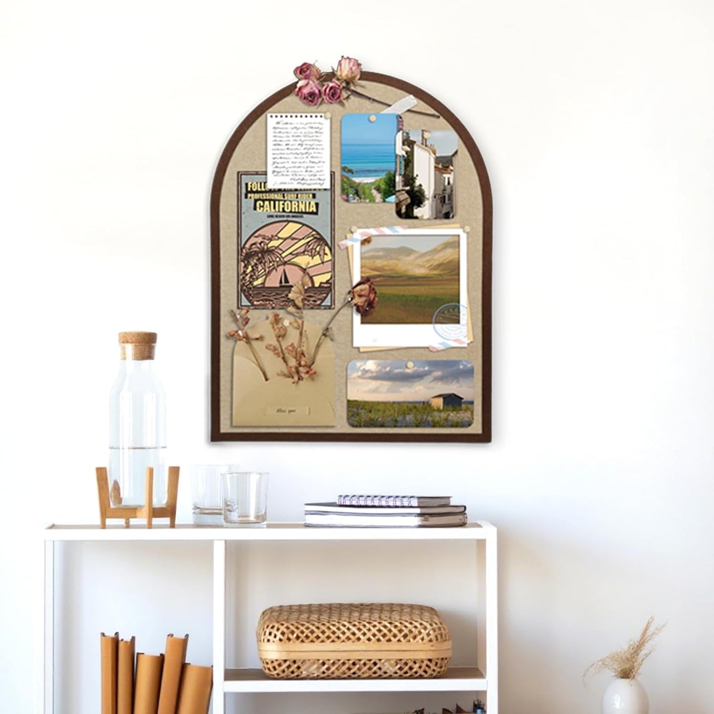 Large Cork Board Alternative, 23.6" x 31.5" Arch Felt Bulletin Board with 20 Wooden Pushpins & Safe Removable Adhesive Tabs, Display Board for School, Home, Office Boho Wall Decor(KAFEI-6080)