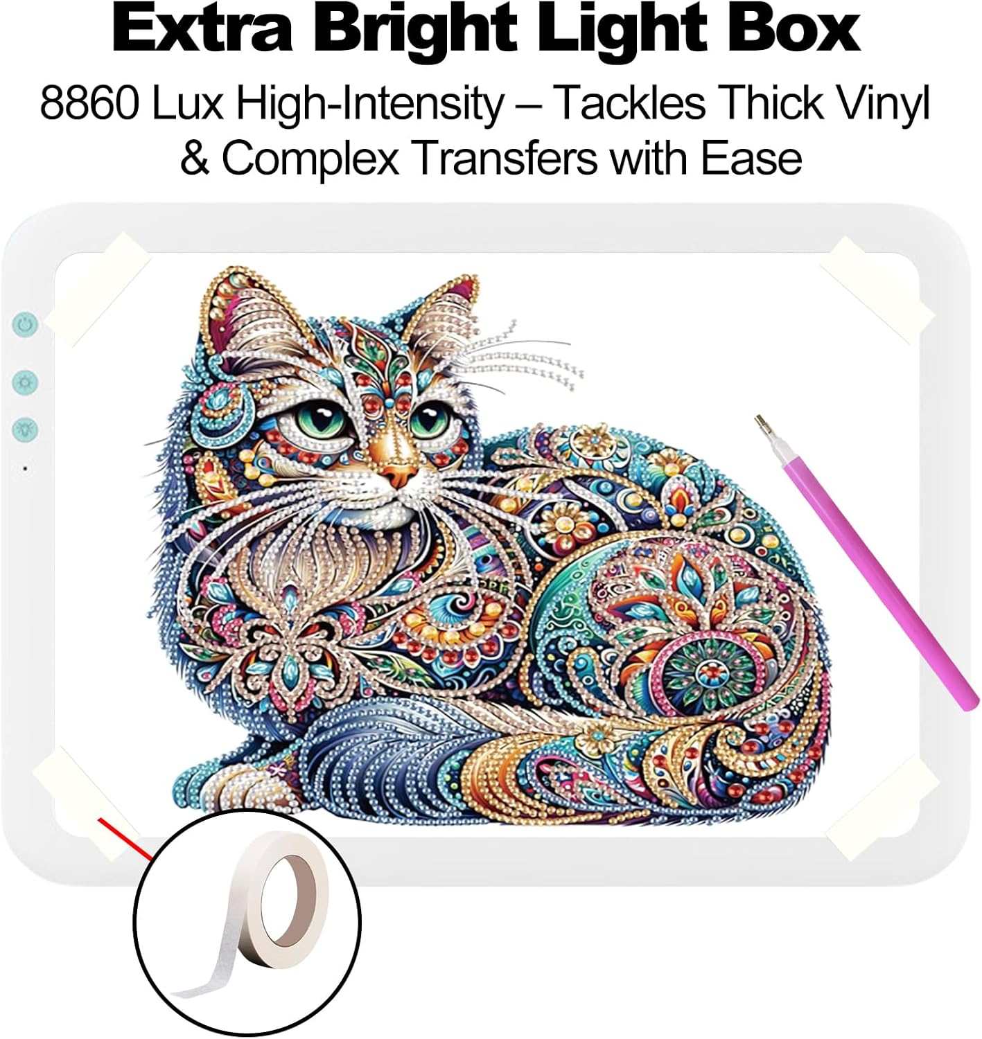 Fiqiuuiid A4 Rechargeable LED Light Pad, Tracing Light Box with 6-Level Dimmable & Light Guide artboard, Diamond Painting Light Board with Stand and Top Clip, Cordless Lightbox with Carrying Case