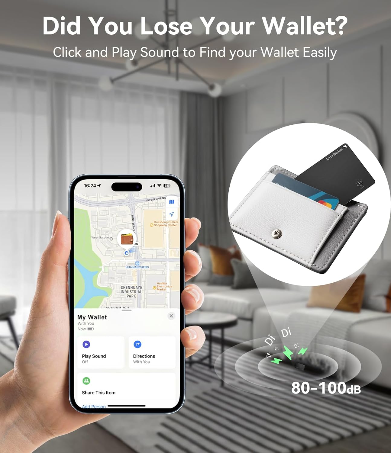 Ultrbeka Ultra-Thin Wallet Tracker Card, Rechargeable 0.094in IP68 Waterproof Bluetooth Tracker for Wallets, Passport, Work with Apple Find My, Card Locator [Apple MFi Certified] iOS Only