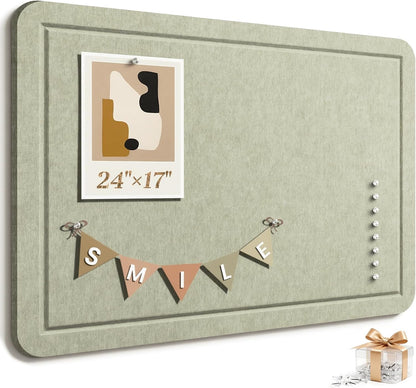 Large Bulletin Board, 35 X 17 Inches Felt Cork Board with 40 Pushpins, Foldable Felt Notice Pin Board Photo Display Board with Self-Adhesive Tape for Office Home School (Oatmeal, 35x17 inch)
