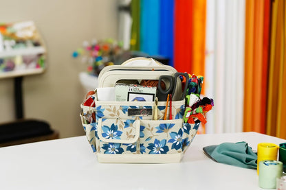Everything Mary Craft Caddy, Tan Dot - Art Storage for Supplies & Crafts - Supply Organizers Tote for School Classroom, Office, and Home - Organization for Makeup & Nurses
