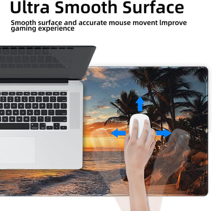 Galdas Mouse Pad For Gaming,Forest Background Pattern XXL XL Large Mouse Mat Long Extended MousePad Desk Mat Non-Slip Rubber Mice Pads Stitched Edges Thin (31.5 x 11.8 x 0.12 Inches) Tree