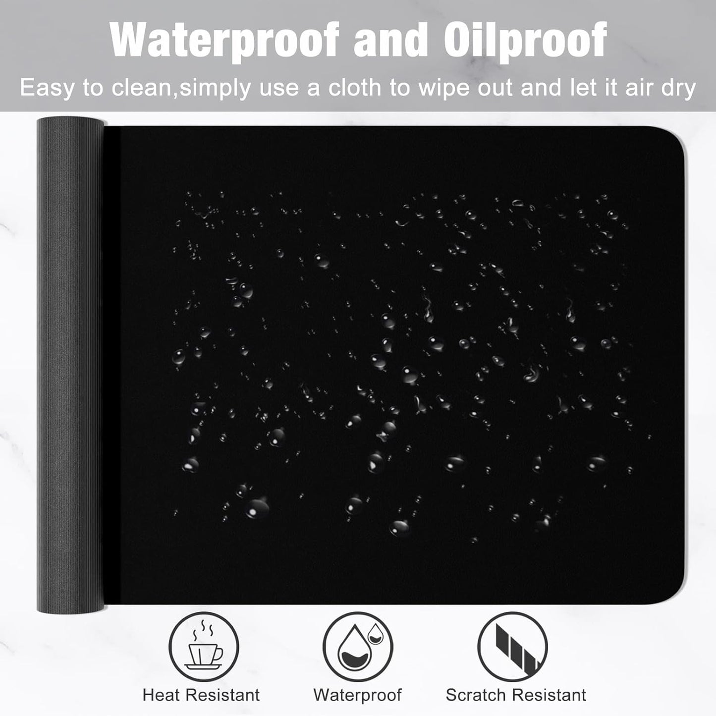 Hsurbtra Desk Pad, 23.6" x 13.8" PU Leather Desk Mat, M Extended Mouse Pad, Waterproof Desktop Blotter Protector, Non-Slip Ultra Thin Small Laptop Keyboard Writing Mat for Office Home, Pink