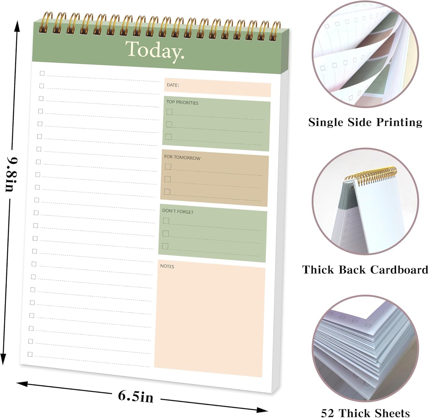 104 Pgs To Do List Notepad - Daily Planner Notepad Undated 52 Duplex-Printed Undated Sheets Tear Off, 6.5" x 9.8" Checklist Productivity Organizer with Hourly Schedule for Tasks