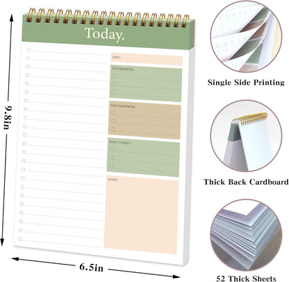 104 Pgs To Do List Notepad - Daily Planner Notepad Undated 52 Duplex-Printed Undated Sheets Tear Off, 6.5" x 9.8" Checklist Productivity Organizer with Hourly Schedule for Tasks