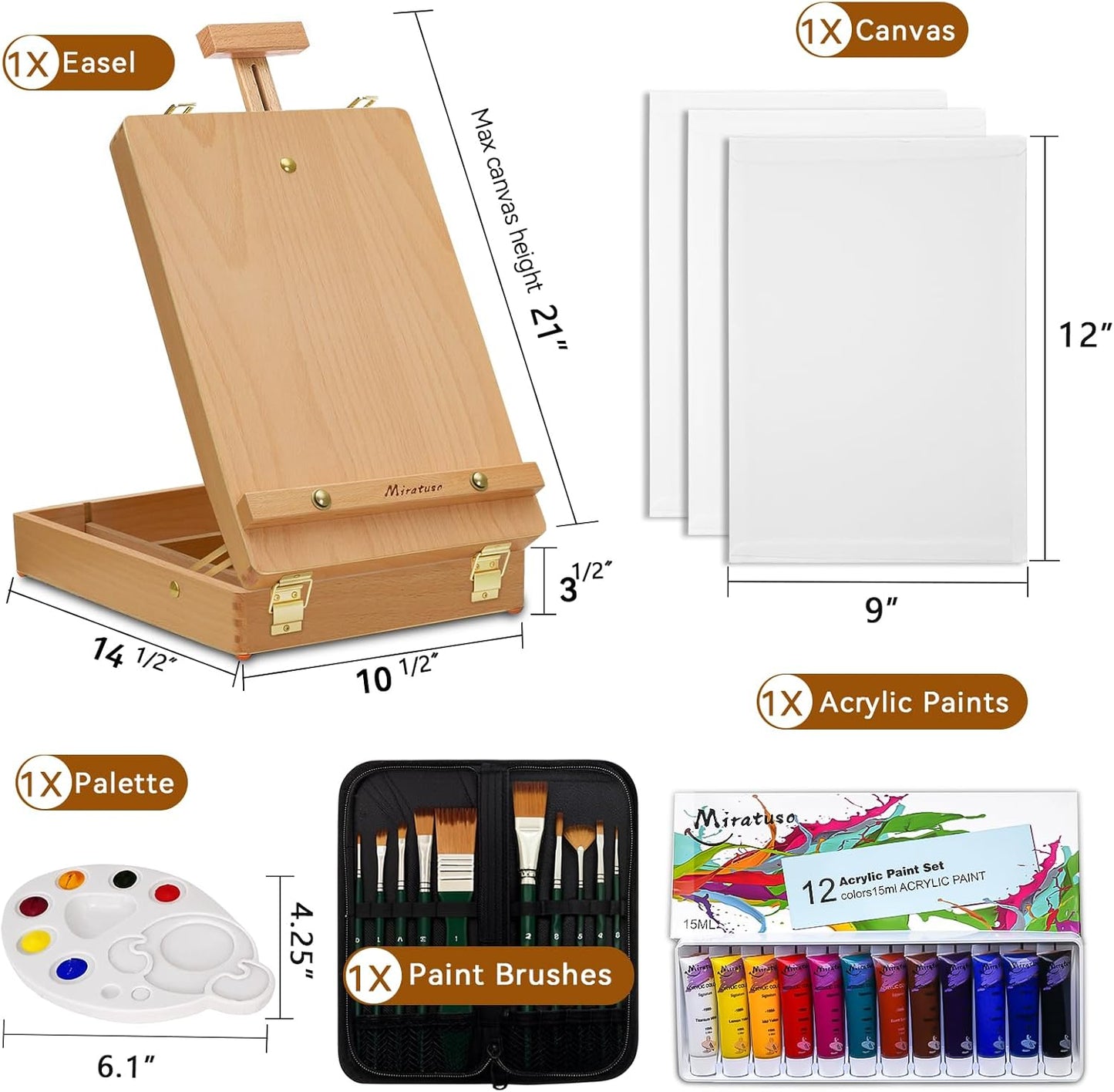 Tabletop Art Easel for Painting, Premium Wooden Sketchbox, Portable Desktop Painting Easel for Student Artist Beginner