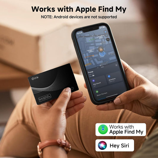 2026 [Apple MFi Certified] Ultra Thin Wallet Tracker Card-(1.6mm), Rechargeable Card Finder, Works with Apple Find My (iOS Only), Item Locator for Luggage Tags, Passports, Phone (Black, 1 Pack)