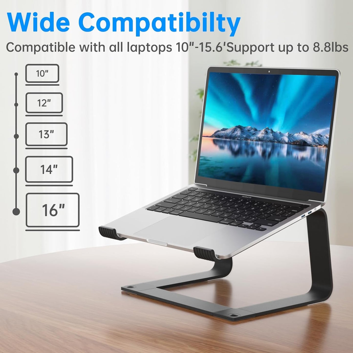 Laptop Stand for Desk Adjustable Computer Stand with 360 Rotating Base Ergonomic Laptop Riser Mount for Desk Foldable Protable Computer Desk Fits with MacBook Pro Air, Rectangle