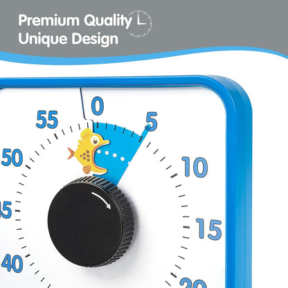 Visual Timer 7.5 inch; 60 Minute 1 Hour Countdown Timer for Kids Classroom Teaching Tool Home Office Meeting, Mechanical Countdown Clock for Exam Time Management Magnetic, Sky Blue with Colorful Disc
