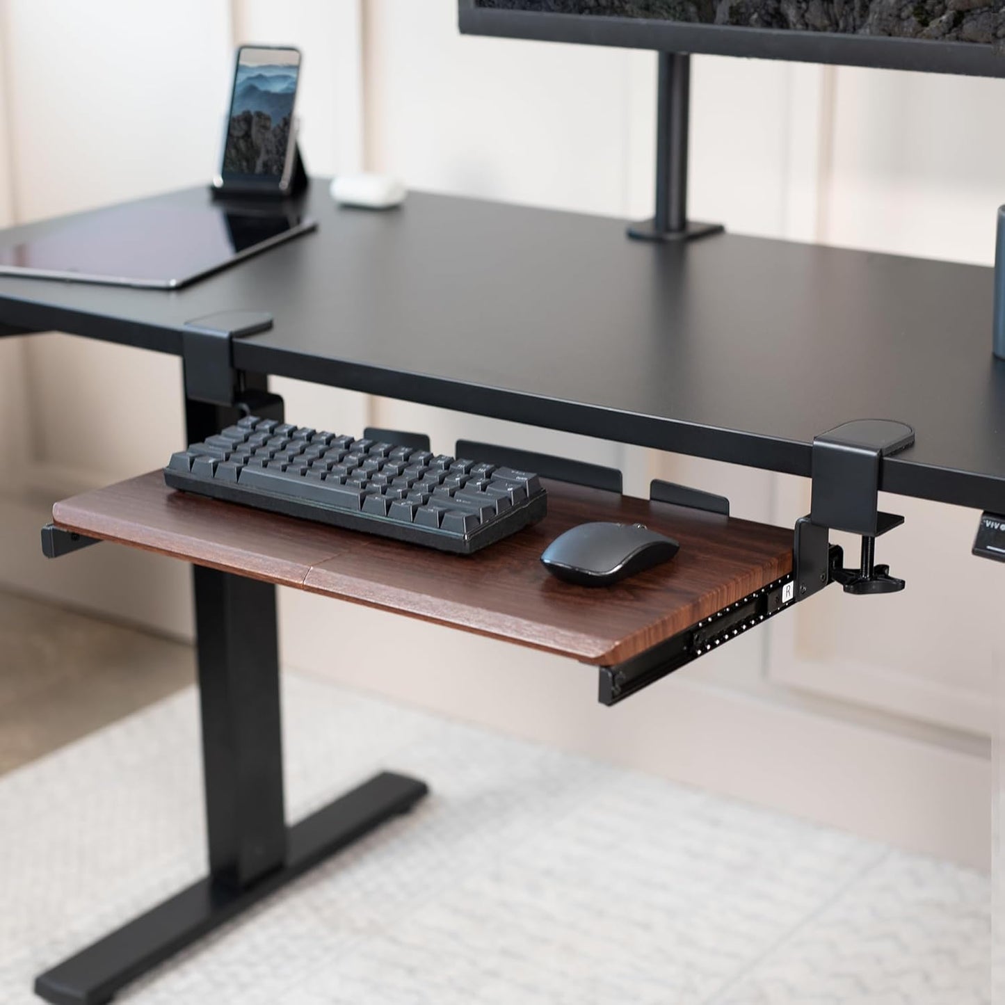VIVO Large Keyboard Tray Under Desk Pull Out with Extra Sturdy C Clamp Mount System, 27 (33 Including Clamps) x 11 Inch Slide-Out Platform Computer Drawer for Typing, Black, MOUNT-KB05E