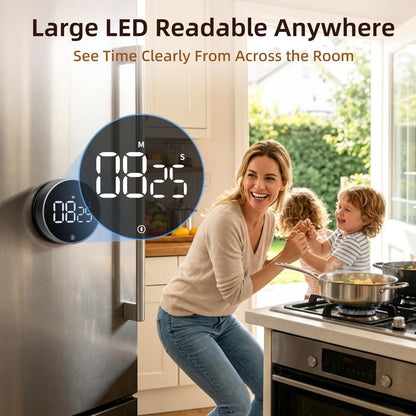 VOCOO Digital Kitchen Timer - Magnetic Countdown Countup Timer with Large LED Display Volume Adjustable, Easy for Cooking and for Seniors and Kids to Use (Space Grey)