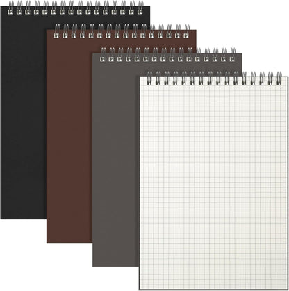 Engrowtic 6 Pack Graph Paper Spiral Notepad A5 Top Wirebound Notepad Grid Notebook Steno Pad Memo Notebook Grid Paper 140 Pages for Writing Sketching Drawing Office Supply (Black)