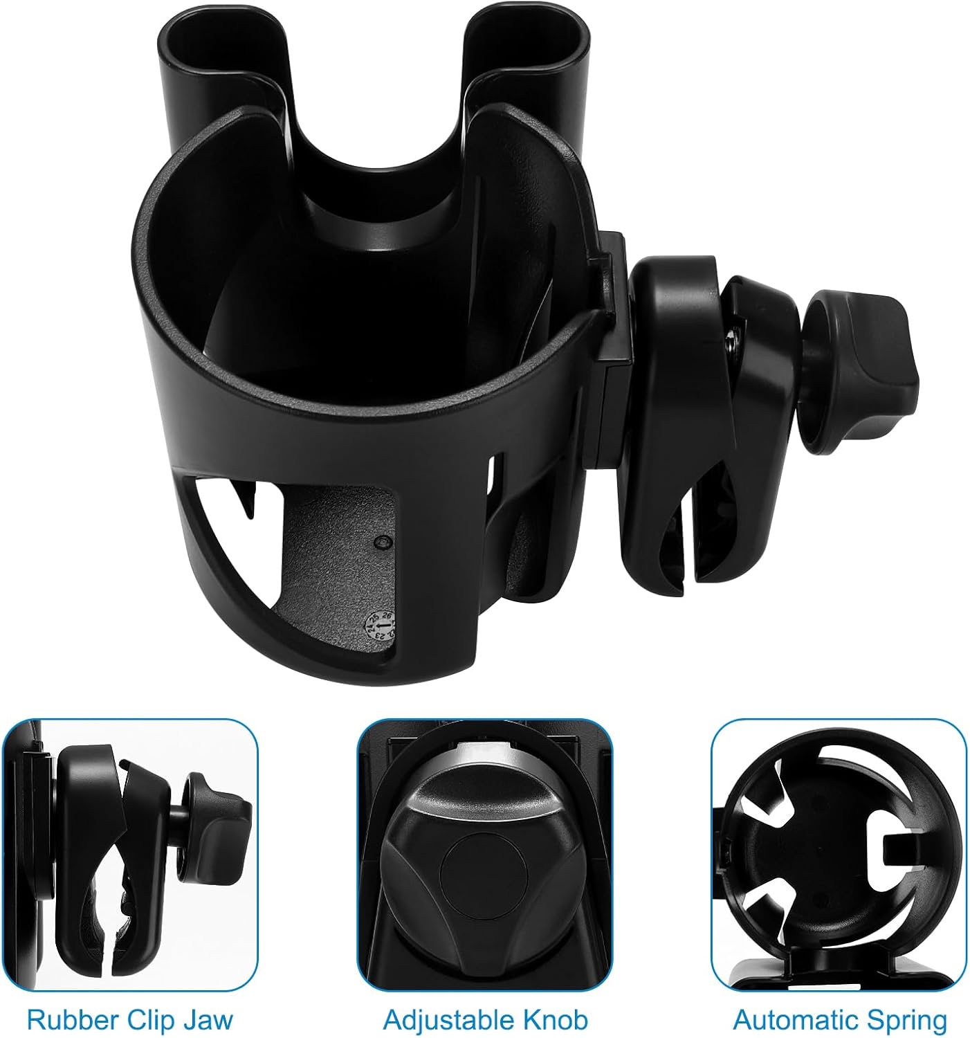 Accmor Stroller Cup Holder, Universal Cup Holder for Stroller Walker Bike, 360° Rotatable Large Caliber Designed Bottle Holder for Stroller, Bike, Wheelchair, Scooter