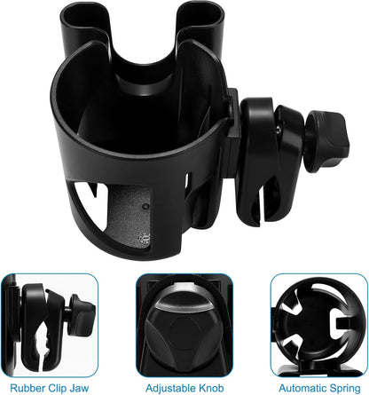 Accmor Stroller Cup Holder, Universal Cup Holder for Stroller Walker Bike, 360° Rotatable Large Caliber Designed Bottle Holder for Stroller, Bike, Wheelchair, Scooter
