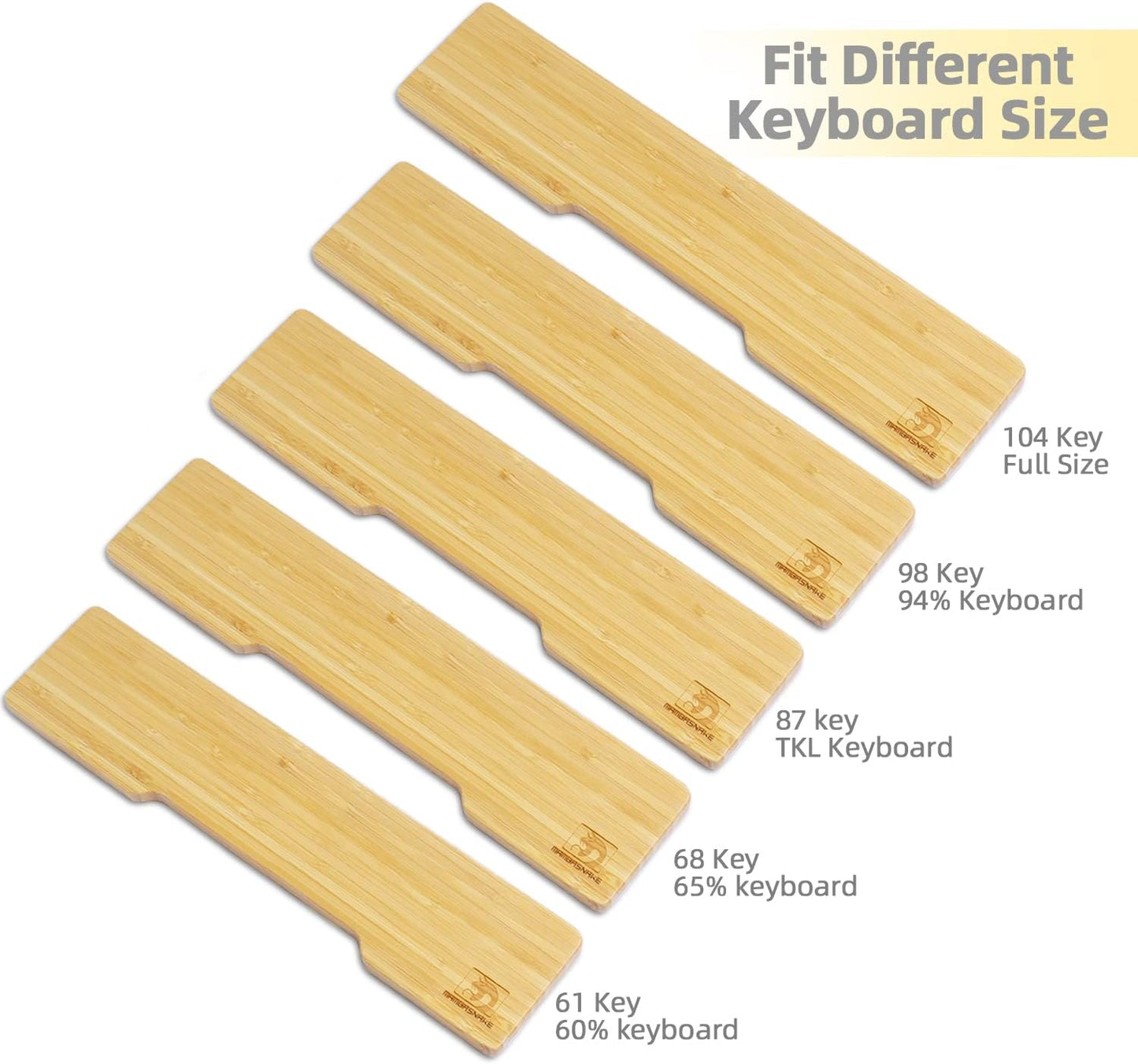 Bamboo Keyboard Wrist Rest for Computer Keyboard, Ergonomic Mechanical Keyboard Wrist Rest, Hard Wrist Rest for Pain Relief, Anti-Slip Keyboard Rest Pad for Laptop/PC Gaming/Mac (68-Key)